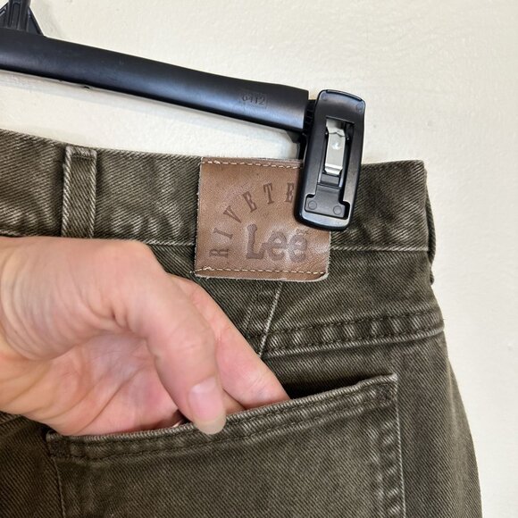 Lee High Waisted Womens Jeans Olive Green 28 x 30 Small Straight Leg 90s Mom - Picture 9 of 9